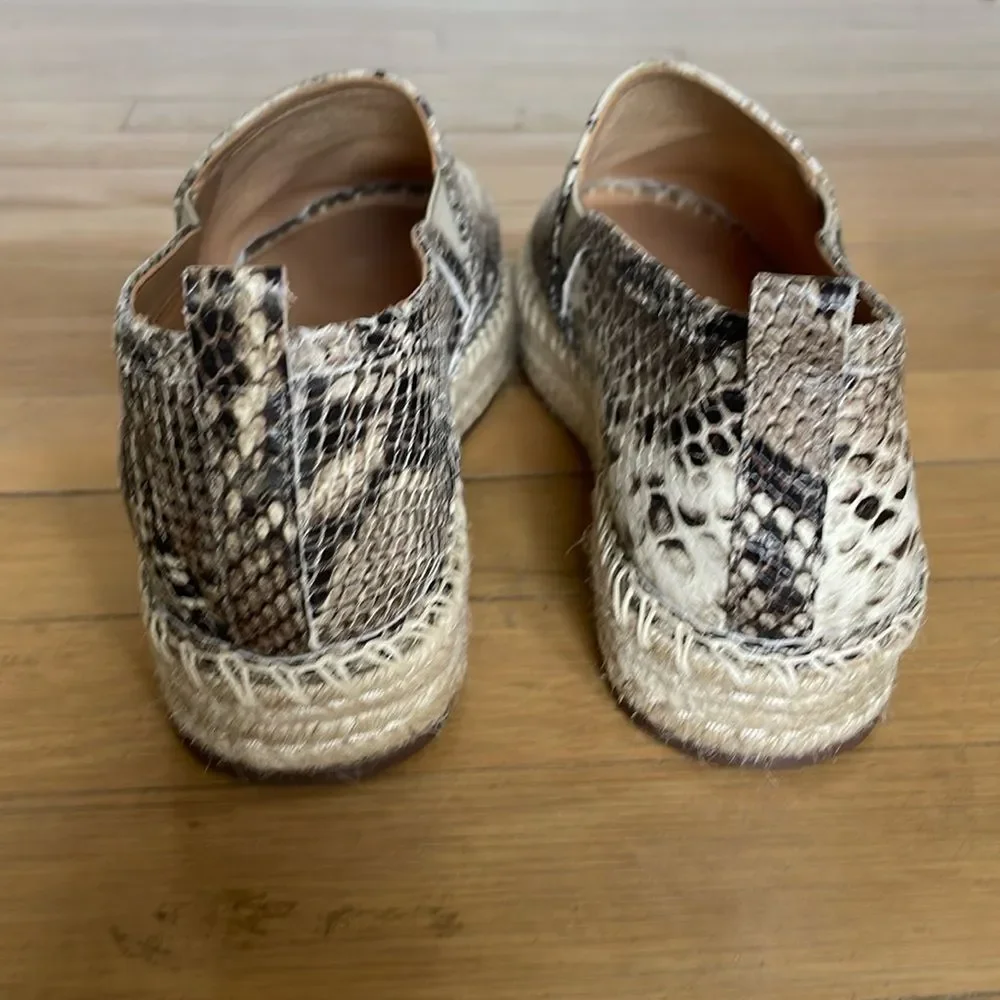 Schutz Fadia Snake Print Platform Espadrille Size 9